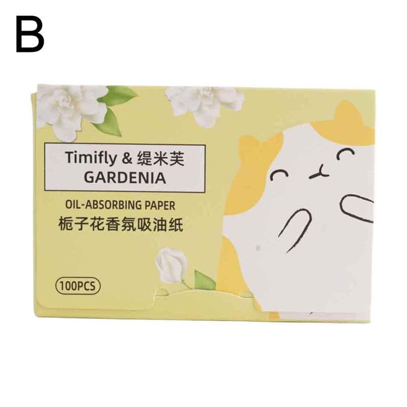 Facial oil-absorbing sheets for men and women, students, 100 sheets, scented, portable box.